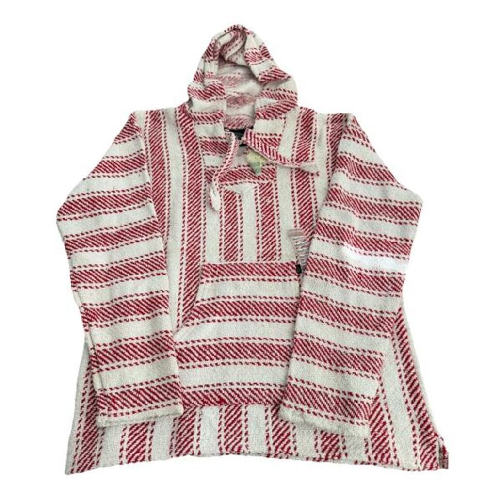Baja Billy’s Medium Beach Poncho Hoodie Pullover Hand Woven